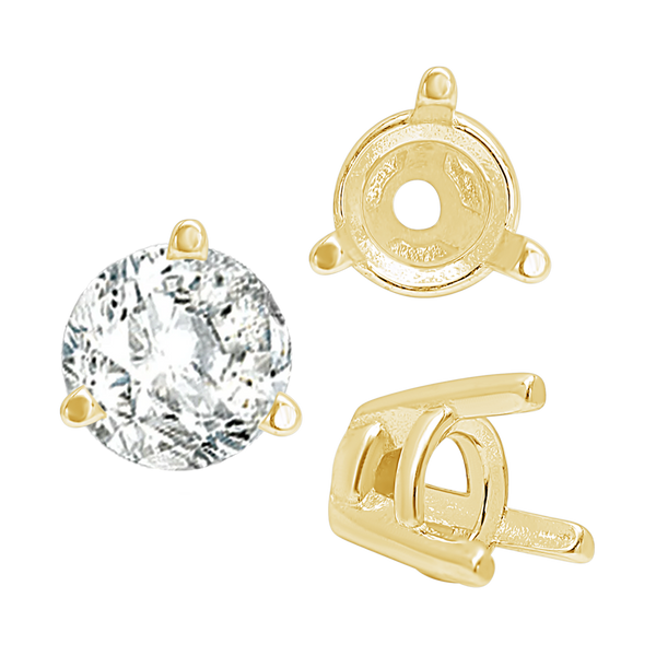 Three Prong Tapered Set in 14K Gold (2.75 mm - 5.75 mm)