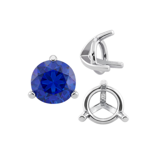 Three Prong Round Tapered Settings in Sterling Silver (3.00 mm - 9.25 mm)