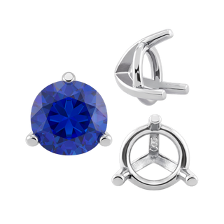 Three Prong Round Tapered Settings in Sterling Silver (3.00 mm - 9.25 mm)