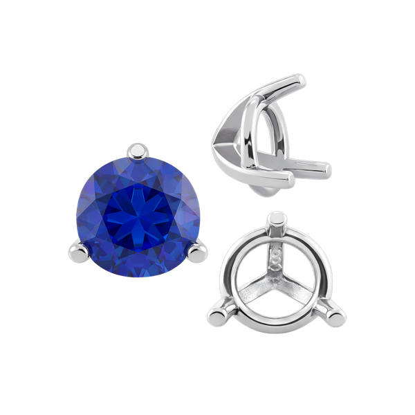 Three Prong Round Tapered Settings in 14K Gold (3.00 mm - 9.25 mm)