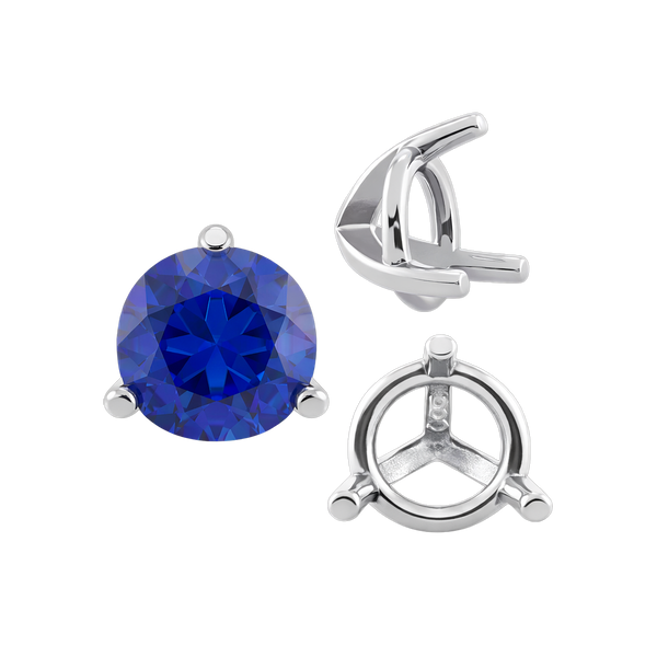 Three Prong Round Tapered Settings in 14K Gold (3.00 mm - 9.25 mm)