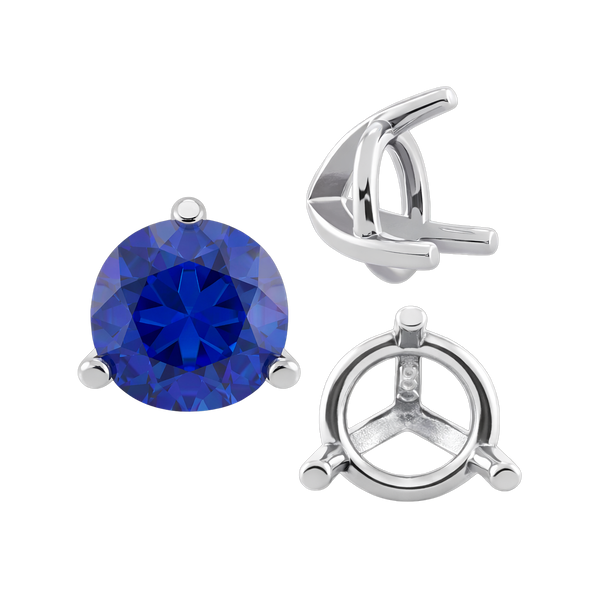 Three Prong Round Tapered Settings in 14K Gold (3.00 mm - 9.25 mm)