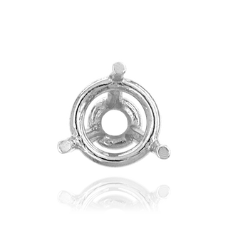 Three Prong Round Tapered Base Wire Basket Settings in Sterling Silver (4.25 mm - 9.25 mm)