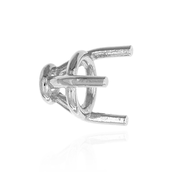 Three Prong Round Tapered Base Wire Basket Settings in Sterling Silver (4.00 mm - 9.25 mm)