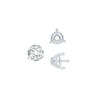 Three Prong Round Tapered Base Wire Basket Settings in Sterling Silver (4.00 mm - 9.25 mm)