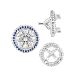 Four Prong Round Halo Settings With Peg in Sterling Silver (1.50 mm - 9.25 mm)