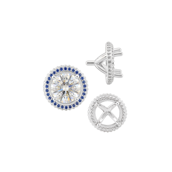 Four Prong Round Halo Settings With Peg in 14K Gold (1.50 mm - 9.25 mm)