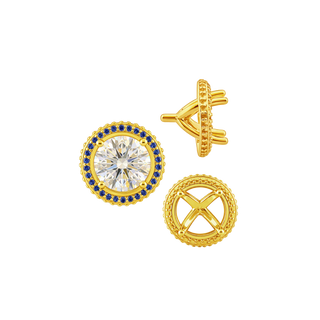 Four Prong Round Halo Settings With Peg in 14K Gold (1.50 mm - 9.25 mm)