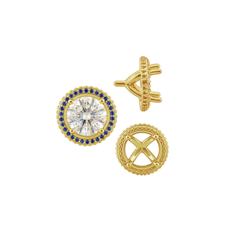 Four Prong Round Halo Settings With Peg in 14K Gold (3.50 mm - 9.25 mm)