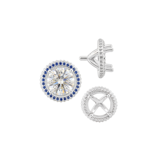 Four Prong Round Halo Settings With Peg in Sterling Silver (1.50 mm - 9.25 mm)