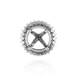 Four Prong Round Halo Settings With Peg in 14K Gold (1.50 mm - 9.25 mm)