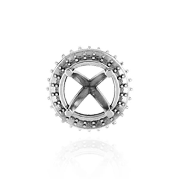 Four Prong Round Halo Settings With Peg in Sterling Silver (1.50 mm - 9.25 mm)