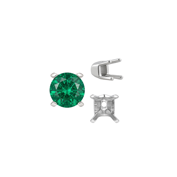 Four Prong Round V-Side Settings in 14K Gold (4.00 mm - 9.25 mm)