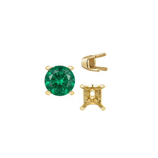 Four Prong Round V-Side Settings in 14K Gold (4.00 mm - 9.25 mm)
