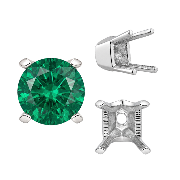Four Prong Round V-Side Settings in 14K Gold (4.00 mm - 9.25 mm)