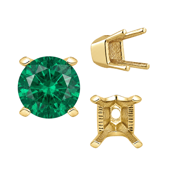 Four Prong Round V-Side Settings in 14K Gold (4.00 mm - 9.25 mm)