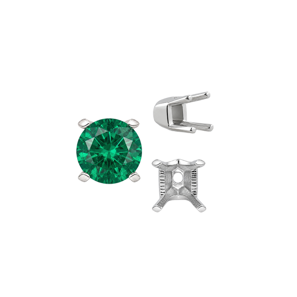 Four Prong Round V-Side Settings in 14K Gold (4.00 mm - 9.25 mm)