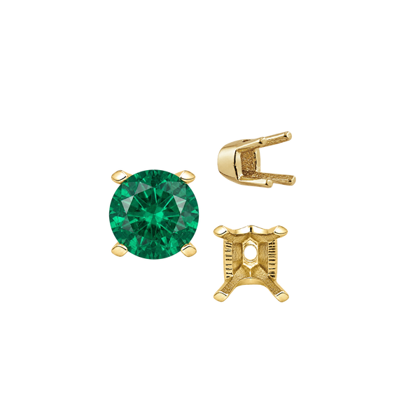 Four Prong Round V-Side Settings in 14K Gold (4.00 mm - 9.25 mm)