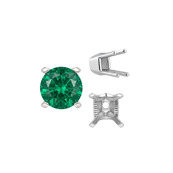 Four Prong Round V-Side Settings in 14K Gold (4.00 mm - 9.25 mm)