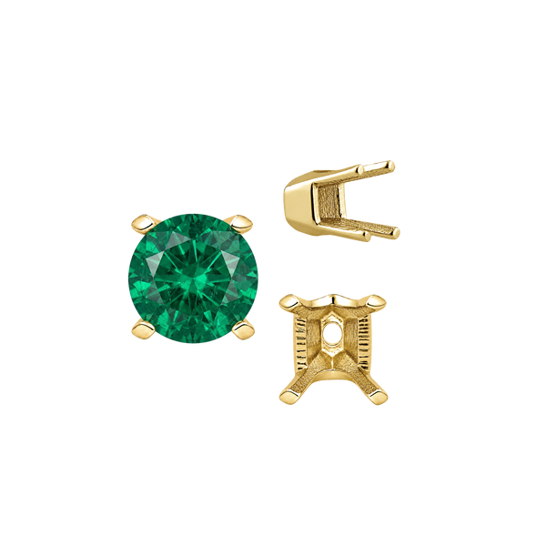 Four Prong Round V-Side Settings in 14K Gold (4.00 mm - 9.25 mm)