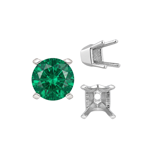 Four Prong Round V-Side Settings in 14K Gold (4.00 mm - 9.25 mm)