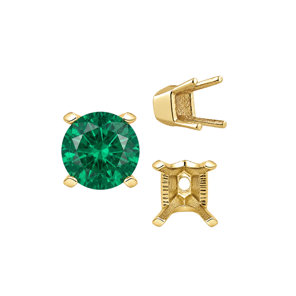 Four Prong Round V-Side Settings in 14K Gold (4.00 mm - 9.25 mm)