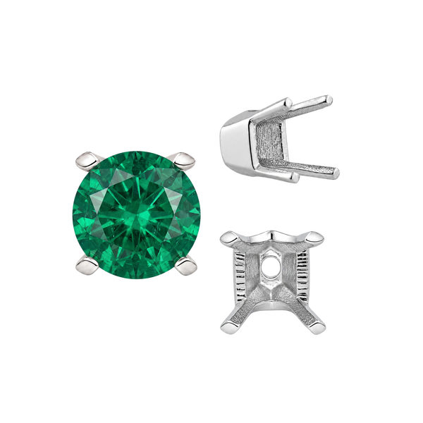 Four Prong Round V-Side Settings in 14K Gold (4.00 mm - 9.25 mm)