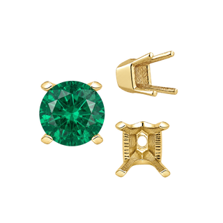 Four Prong Round V-Side Settings in 14K Gold (4.00 mm - 9.25 mm)