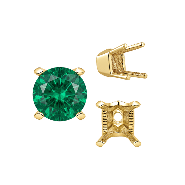 Four Prong Round V-Side Settings in 14K Gold (4.00 mm - 9.25 mm)