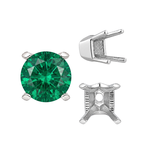 Four Prong Round V-Side Settings in 14K Gold (4.00 mm - 9.25 mm)