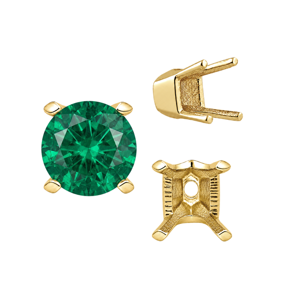Four Prong Round V-Side Settings in 14K Gold (4.00 mm - 9.25 mm)