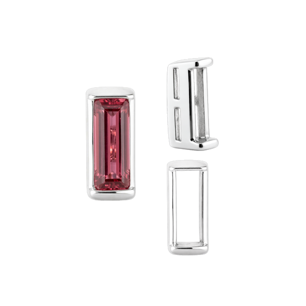 Straight Baguette Settings With Airline in Sterling Silver (1.75 x 1.50 mm - 8.75 x 3.75 mm)