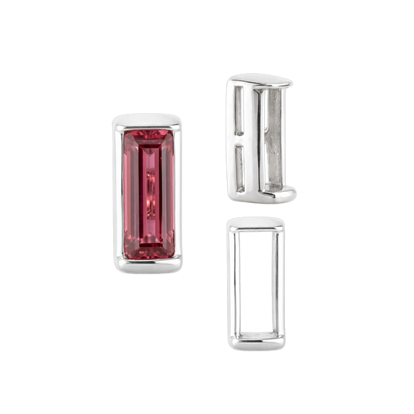 Straight Baguette Settings With Airline in Sterling Silver (1.75 x 1.50 mm - 8.75 x 3.75 mm)