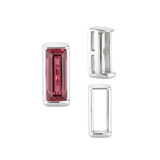 Straight Baguette Settings With Airline in Sterling Silver (1.75 x 1.50 mm - 8.75 x 3.75 mm)