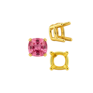 Four Prong Cushion Heavy Basket Settings in 14K Gold (4.00 x 4.00 mm - 10.00 x 10.00 mm)
