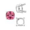 Four Prong Cushion Heavy Basket Settings in Sterling Silver (4.00 x 4.00 mm - 10.00 x 10.00 mm)