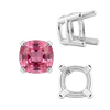 Four Prong Cushion Heavy Basket Settings in Sterling Silver (4.00 x 4.00 mm - 10.00 x 10.00 mm)