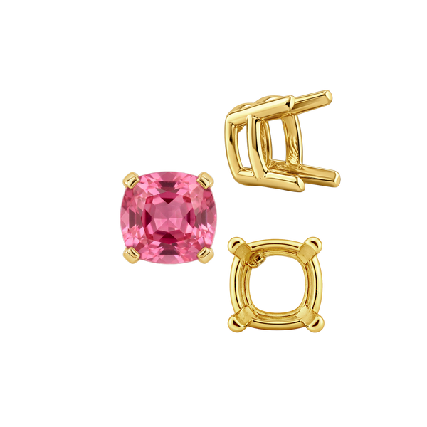 Four Prong Cushion Heavy Basket Settings in 14K Gold (4.00 x 4.00 mm - 10.00 x 10.00 mm)