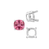 Four Prong Cushion Heavy Basket Settings in Sterling Silver (4.00 x 4.00 mm - 10.00 x 10.00 mm)