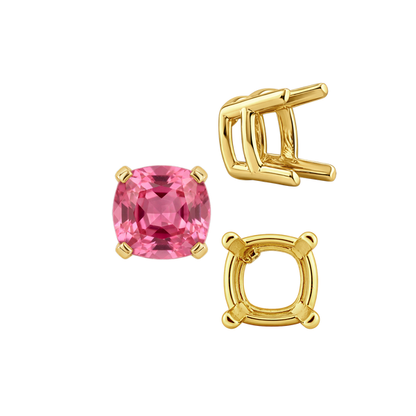 Four Prong Cushion Heavy Basket Settings in 14K Gold (4.00 x 4.00 mm - 10.00 x 10.00 mm)