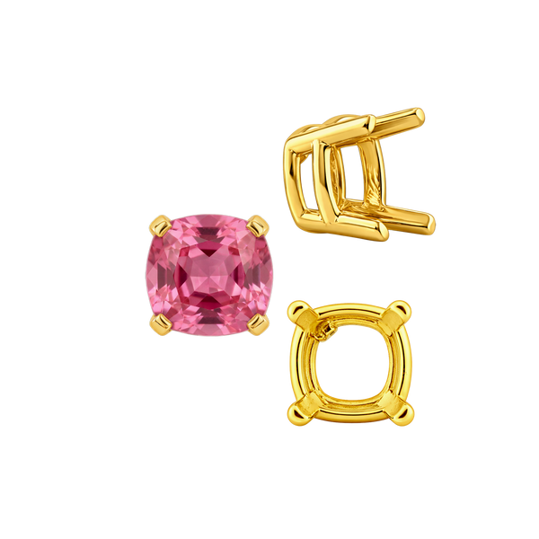 Four Prong Cushion Heavy Basket Settings in 14K Gold (4.00 x 4.00 mm - 10.00 x 10.00 mm)
