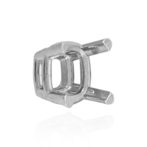 Four Prong Cushion Heavy Basket Settings in Sterling Silver (4.00 x 4.00 mm - 10.00 x 10.00 mm)