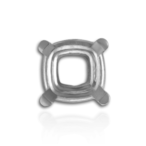 Four Prong Cushion Heavy Basket Settings in Sterling Silver (4.00 x 4.00 mm - 10.00 x 10.00 mm)