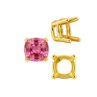 Four Prong Cushion Heavy Basket Settings in 14K Gold (4.00 x 4.00 mm - 10.00 x 10.00 mm)
