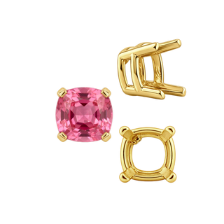 Four Prong Cushion Heavy Basket Settings in 14K Gold (4.00 x 4.00 mm - 10.00 x 10.00 mm)
