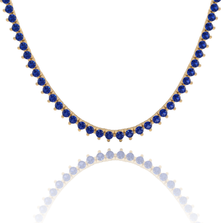Tennis Necklace with Sapphire Stones (September Birthstones) in 14K Gold (1.75 mm - 4.0 mm)