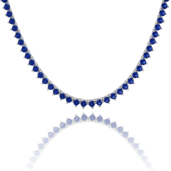 Tennis Necklace with Sapphire Stones (September Birthstones) in 14K Gold (1.75 mm - 4.0 mm)
