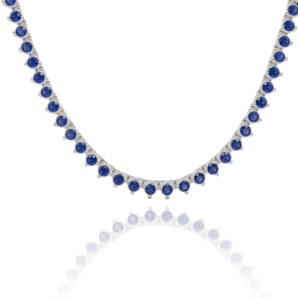 Tennis Necklace with Sapphire Stones (September Birthstones) in 14K Gold (1.75 mm - 4.0 mm)