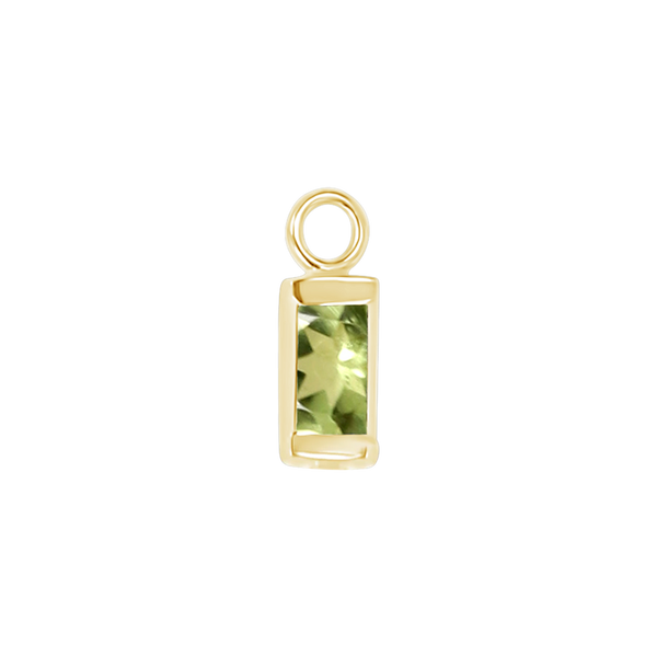 Diamond or Gemstone Baguette Bezel Drop Charm in 14K Yellow Gold