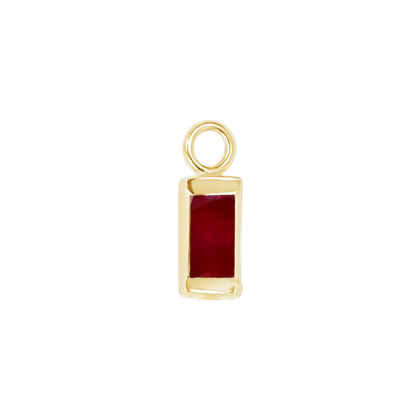 Diamond or Gemstone Baguette Bezel Drop Charm in 14K Yellow Gold